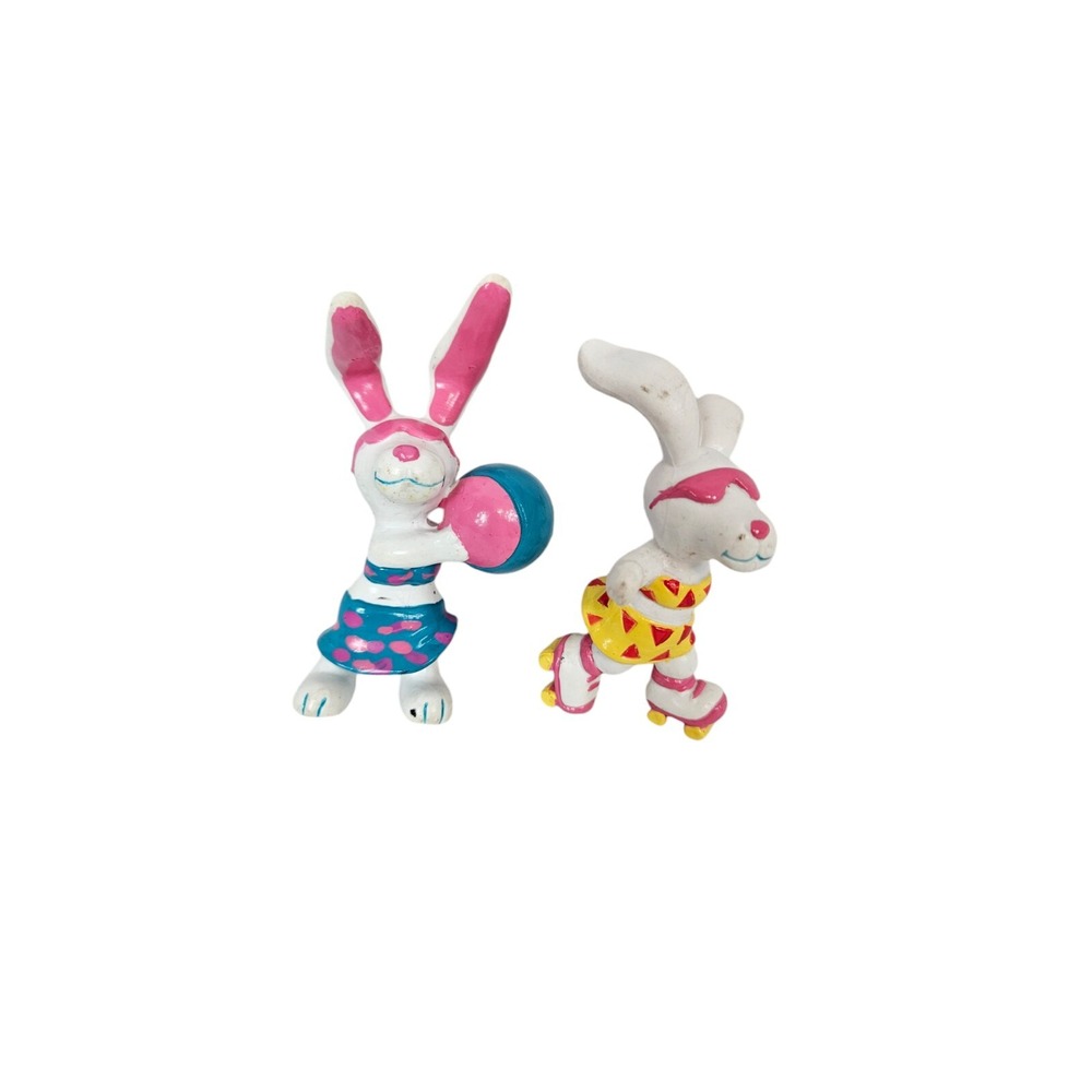 Vintage 80s Applause Beach Bunnies PVC‎ Figurines Cake Toppers California W29